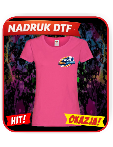 T-shirt damski odzież reklamowa DTF logo trwały nadruk pełny kolor