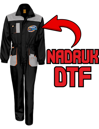Lekki kombinezon ODZIEŻ REKLAMOWA NADRUK DTF Logo grafika 20sztuk