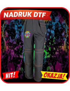 Robocze Spodnie odzież reklamowa DTF logo trwały nadruk pełny kolor