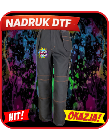 Robocze Spodnie odzież reklamowa DTF logo trwały nadruk pełny kolor