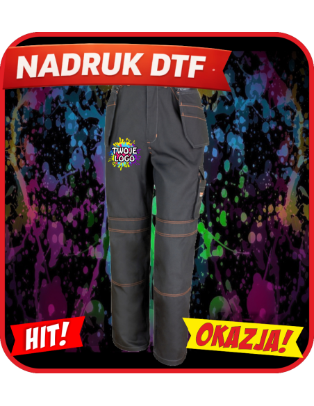 Robocze Spodnie odzież reklamowa DTF logo trwały nadruk pełny kolor