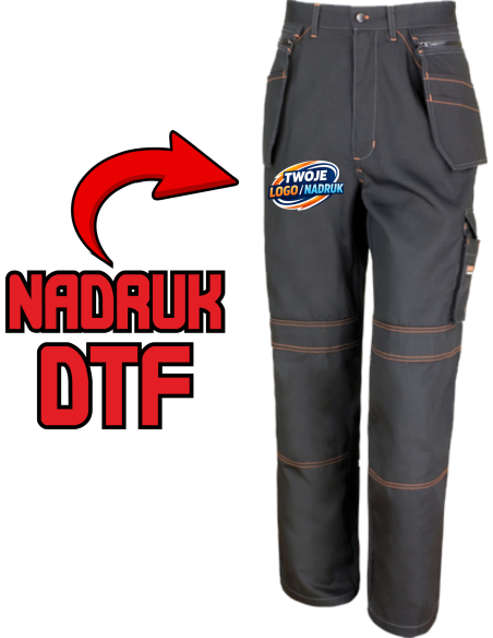 ODZIEŻ REKLAMOWA Robocze Spodnie NADRUK DTF Logo grafika 20sztuk