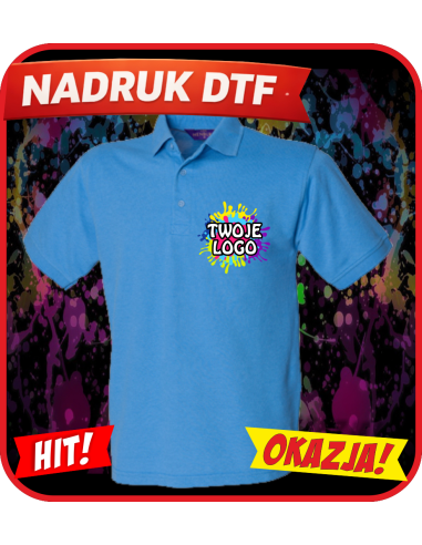 Męska koszulka polo odzież reklamowa DTF logo trwały nadruk pełny kolor