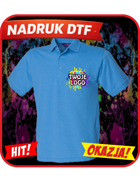 Męska koszulka polo odzież reklamowa DTF logo trwały nadruk pełny kolor