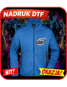 Dzianinowa kurtka polarowa odzież reklamowa DTF logo trwały nadruk pełny kolor