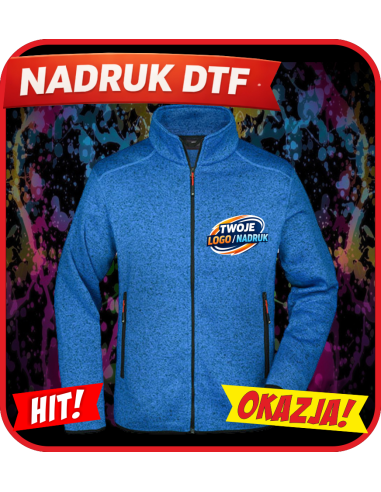 Dzianinowa kurtka polarowa odzież reklamowa DTF logo trwały nadruk pełny kolor