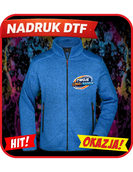 Dzianinowa kurtka polarowa odzież reklamowa DTF logo trwały nadruk pełny kolor
