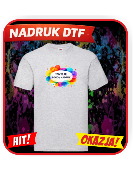 T-shirt męski koszulka odzież reklamowa DTF logo trwały nadruk pełny kolor
