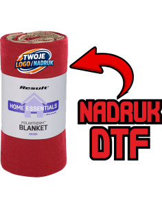 Koc polarowy odzież reklamowa DTF logo trwały nadruk pełny kolor