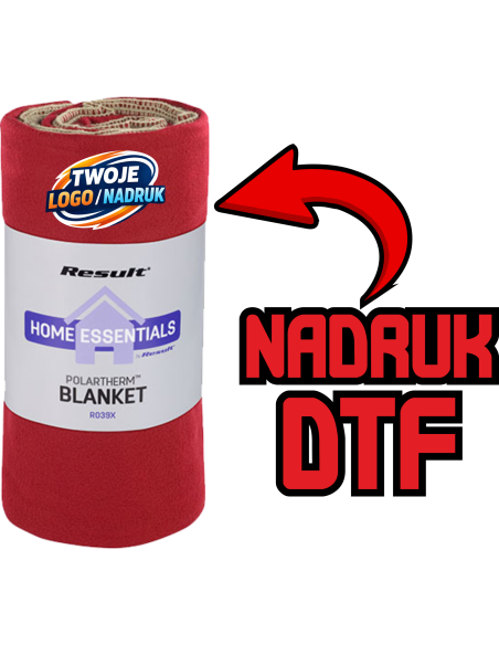 Koc polarowy odzież reklamowa DTF logo trwały nadruk pełny kolor