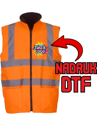 Odblaskowa Kamizelka polar ODZIEŻ REKLAMOWA NADRUK DTF Logo grafika 20sztuk