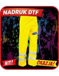 Spodnie ochronne odzież reklamowa DTF logo trwały nadruk pełny kolor