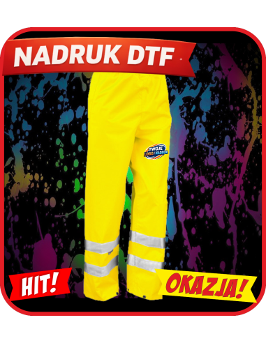 Spodnie ochronne odzież reklamowa DTF logo trwały nadruk pełny kolor