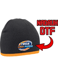 Zimowa Czapka dwukolorowa ODZIEŻ REKLAMOWA NADRUK DTF Logo grafika 20sztuk