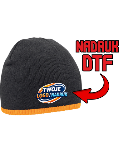 Zimowa Czapka dwukolorowa ODZIEŻ REKLAMOWA NADRUK DTF Logo grafika 20sztuk