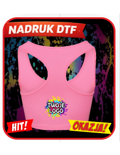 Sportowy krótki top odzież reklamowa DTF logo trwały nadruk pełny kolor