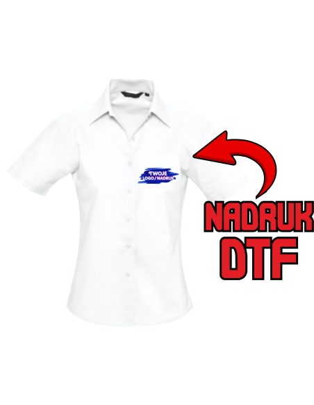 Koszula Damska na krótki rękaw ODZIEŻ REKLAMOWA NADRUK DTF Logo 20sztuk