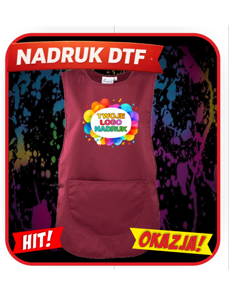 FARTUCH DAMSKI Tabard odzież reklamowa DTF logo trwały nadruk pełny kolor
