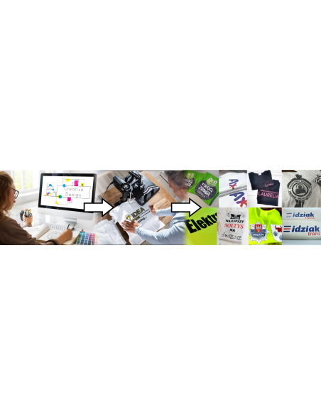 FARTUCH DAMSKI Tabard odzież reklamowa DTF logo trwały nadruk pełny kolor