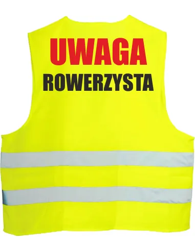 Kamizelka Odblaskowa 1 szt Nadrukiem Tył Uwaga Rowerzysta
