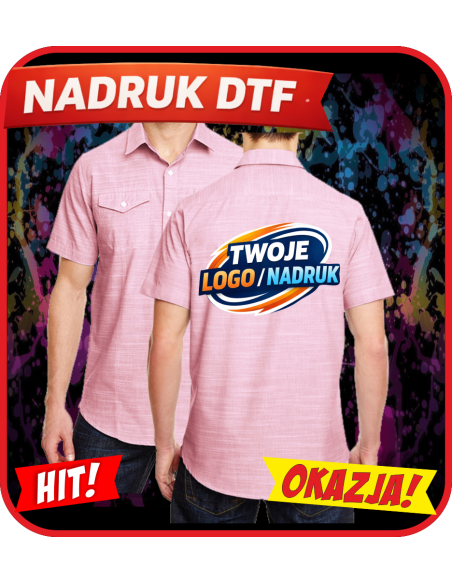 Tkana koszula odzież reklamowa DTF logo trwały nadruk pełny kolor