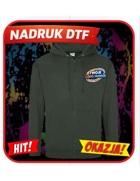 Bluza na suwak odzież reklamowa DTF logo trwały nadruk pełny kolor
