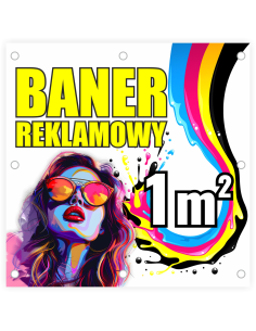 Baner reklamowy plandeka reklamowa 1m2 expresowy druk UV PROJEKT GRATIS