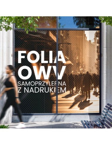 folia OWV perforowana dziurkowana Z NADRUKIEM 1mb na szybę okno TWÓJ PROJEKT