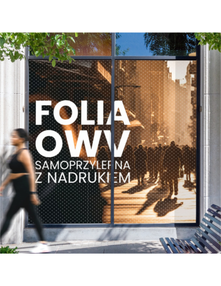 folia OWV perforowana dziurkowana Z NADRUKIEM 1mb na szybę okno TWÓJ PROJEKT