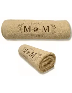 Ręcznik z Haftem Prezent na Ślub Inicjały Data na Prezent