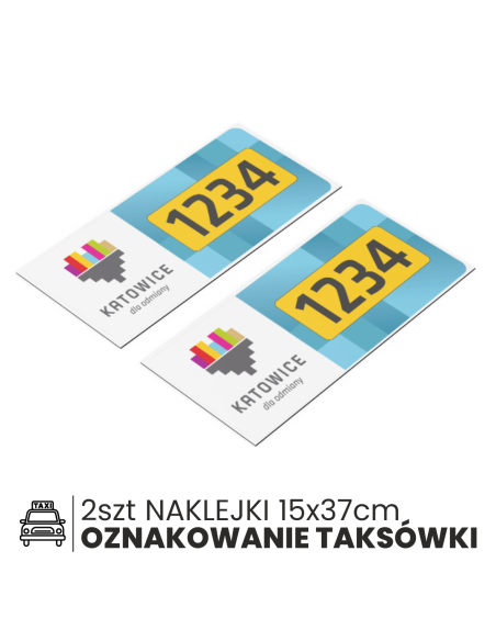 NAKLEJKI samoprzylepne KOMPLET TAXI OZNACZENIA KATOWICE