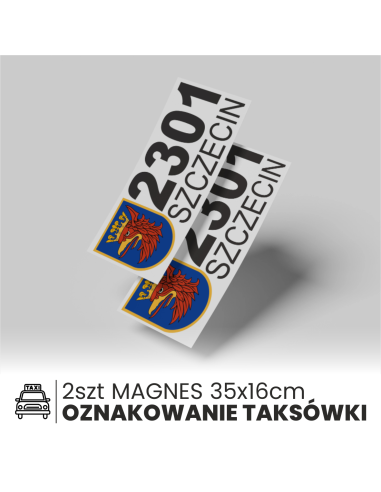 NAKLEJKI MAGNETYCZNE KOMPLET TAXI SZCZECIN 2szt