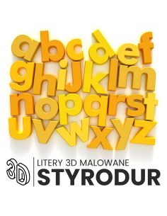 litery przestrzenne STYRODUR 100cm reklama na budynek wnętrze