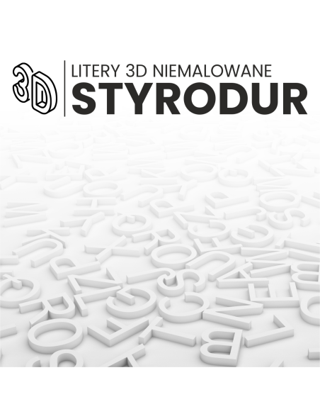 Litery 3D STYRODUR na ścianę cyfry i znaki niemalowane dowolny napis 80cm