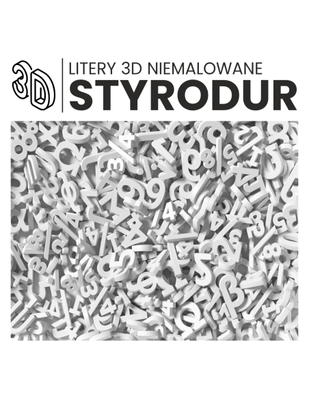 Litery przestrzenne STYRODUR na budynek cyfry znaki surowe 25cm