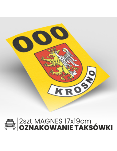 MAGNES mata magnetyczna oznaczenie TAXI KROSNO 19x17cm komplet