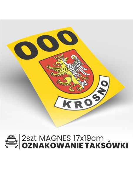 MAGNES mata magnetyczna oznaczenie TAXI KROSNO 19x17cm komplet