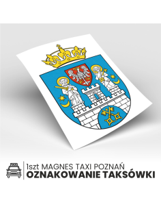 NAKLEJKA MAGNETYCZNA herb TAXI OZNACZENIA POZNAŃ