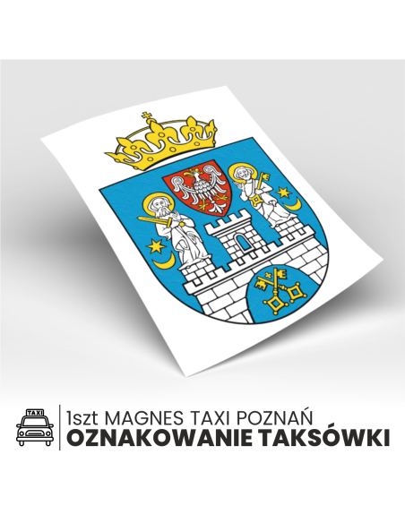 NAKLEJKA MAGNETYCZNA herb TAXI OZNACZENIA POZNAŃ