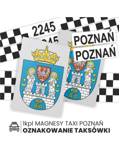 NAKLEJKI MAGNETYCZNE KOMPLET TAXI OZNACZENIA POZNAŃ