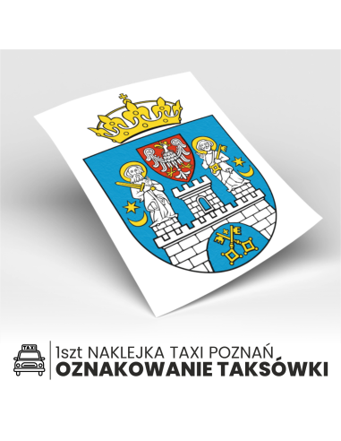 NAKLEJKA SAMOPRZYLEPNA herb TAXI OZNACZENIA POZNAŃ