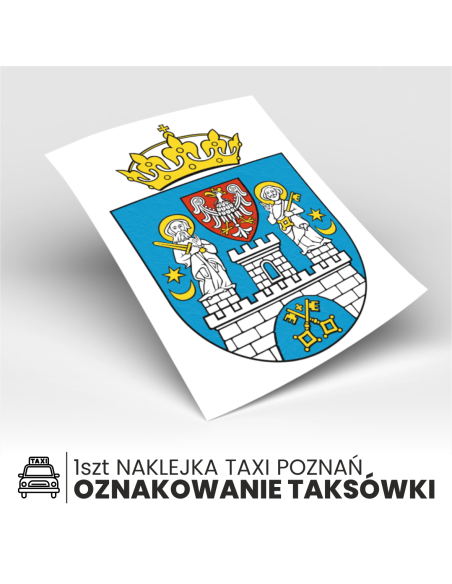 NAKLEJKA SAMOPRZYLEPNA herb TAXI OZNACZENIA POZNAŃ