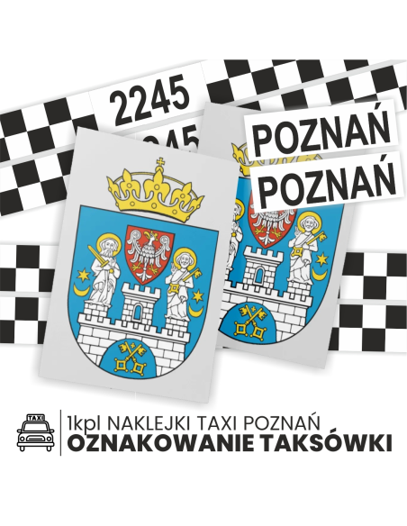 NAKLEJKI KOMPLET TAXI OZNACZENIA POZNAŃ