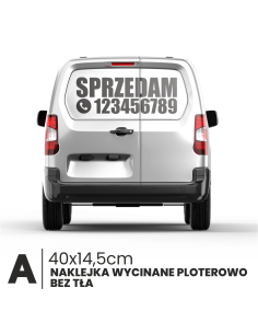 naklejka napis na samochód SPRZEDAM + NUMER TELEFONU duża 40cm