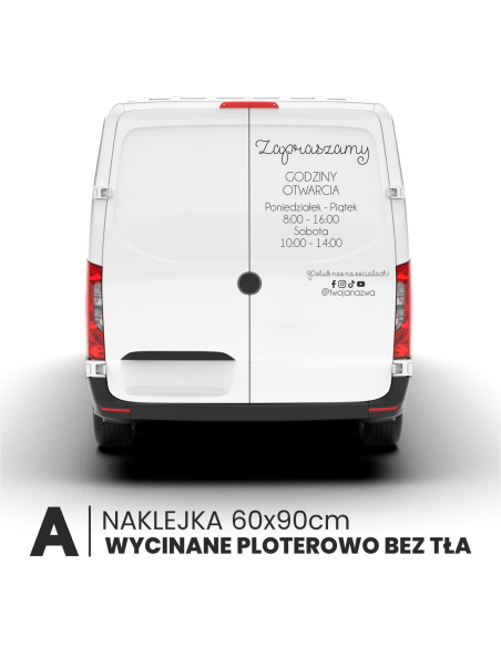 personalizowana NAKLEJKA na drzwi okno szybę witrynę reklama samochód 60x90