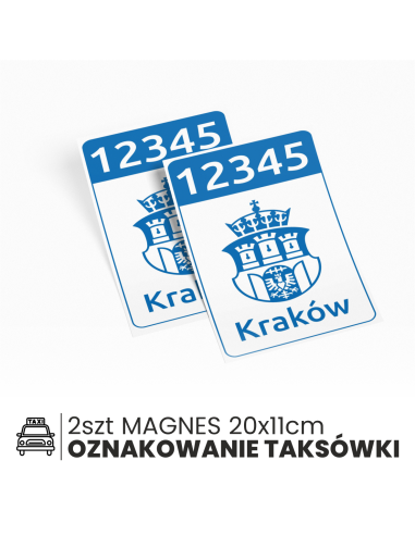 NAKLEJKI MAGNETYCZNE TAXI KOMPLET KRAKÓW 20x11cm 2szt