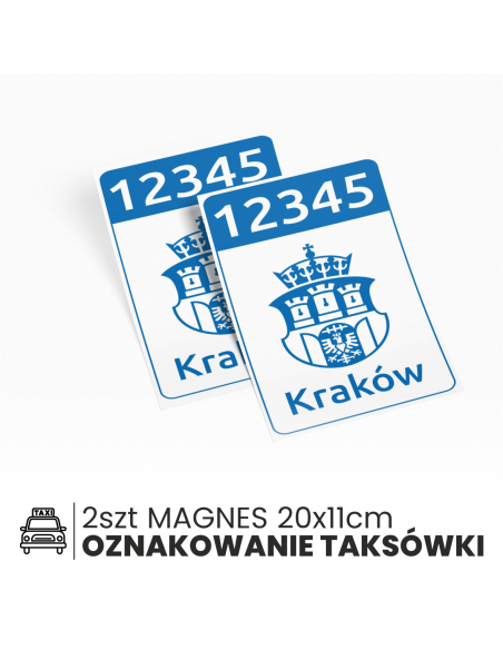 NAKLEJKI MAGNETYCZNE TAXI KOMPLET KRAKÓW 20x11cm 2szt