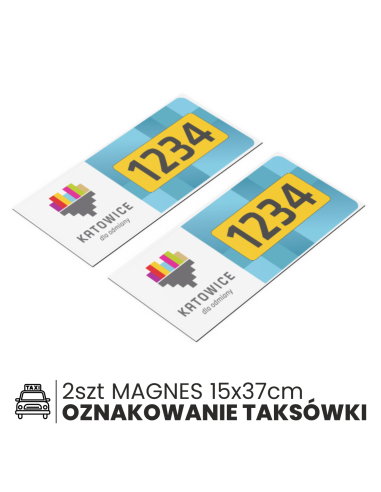 NAKLEJKI MAGNETYCZNE KOMPLET TAXI OZNACZENIA KATOWICE 2szt