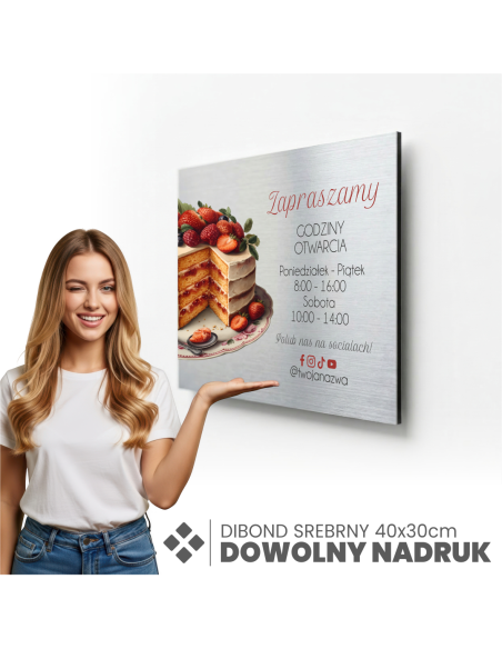 TABLICZKA TWÓJ DOWOLNY NAPIS TEKST NADRUK DIBOND 40x30cm