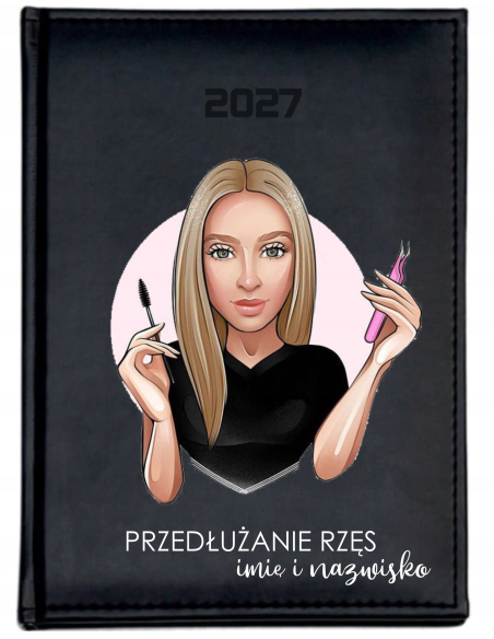 KALENDARZ A4 2027 tygodniowy książkowy PZREDŁUŻANIE RZĘS dla stylistki